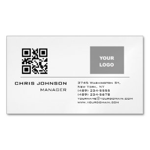 Carte De Visite Magnétique Code QR scannable sur Front moderne Plaque simple