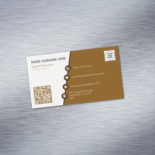 Carte De Visite Magnétique Code QR simple Brown (In Situ)