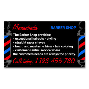 Carte De Visite Magnétique Coiffeur de coiffure pour homme barbier