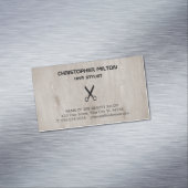 Carte De Visite Magnétique Coiffeur noir en bois moderne de ciseaux (In Situ)