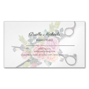 Carte De Visite Magnétique Coiffeuse Flore Douce Avec Cheveux