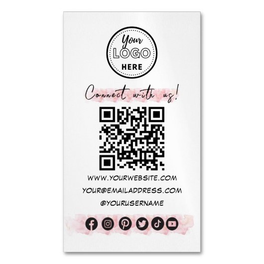 Carte De Visite Magnétique Connectez-vous aux médias sociaux américains QR Co (devant Vertical)