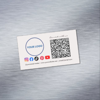 Carte De Visite Magnétique Connectez-vous avec nous Code QR Média Sociaux Ent