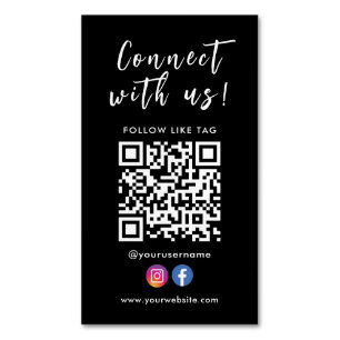 Carte De Visite Magnétique Connectez-vous avec nous Facebook Instagram Qr Cod