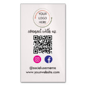 Carte De Visite Magnétique Connectez-vous avec nous | Médias sociaux QR Code  (devant Vertical)