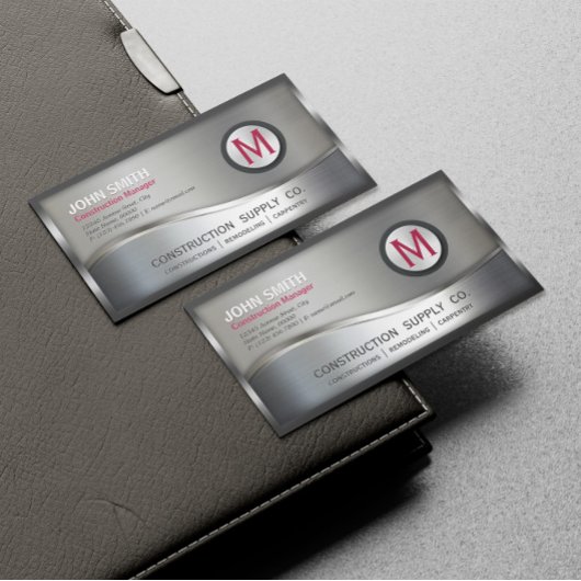 Carte De Visite Magnétique Construction moderne Métal encadré Monogramme Arge