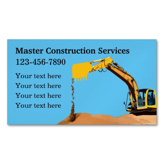 Carte De Visite Magnétique Construction Services de déplacement terrestre (devant)
