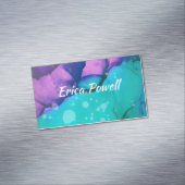 Carte De Visite Magnétique Couleur moderne turquoise et violette cool (In Situ)