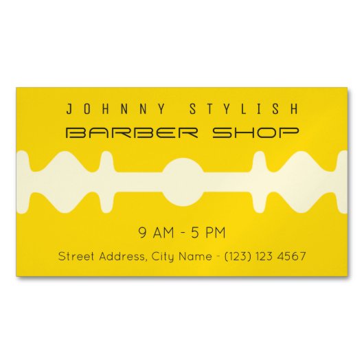 Carte De Visite Magnétique Couverture de cadre jaune de forme de lame de (devant)