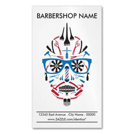 Carte De Visite Magnétique crâne de punk de raseur-coiffeur (devant Vertical)