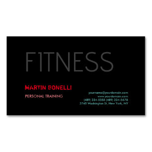 Carte De Visite Magnétique Créative Retro Black Grey Dynamic Personal Trainer