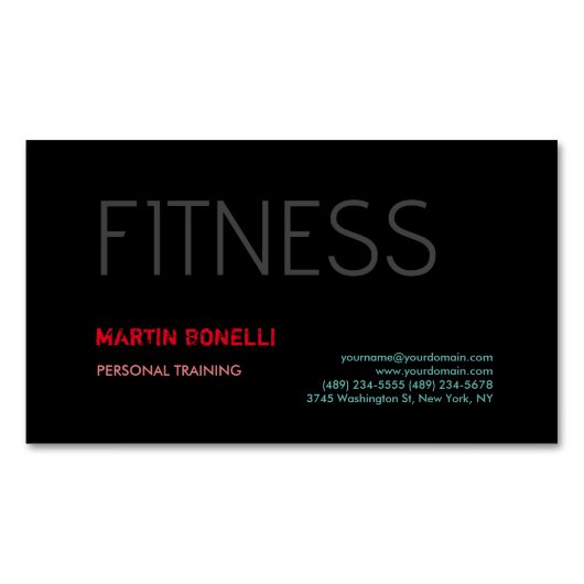 Carte De Visite Magnétique Créative Retro Black Grey Dynamic Personal Trainer (devant)