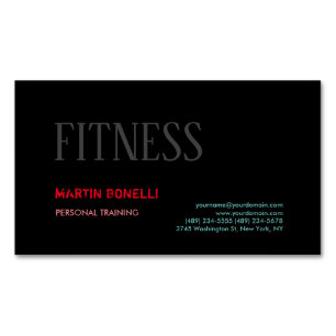 Carte De Visite Magnétique Créative Retro Black Grey Dynamic Personal Trainer