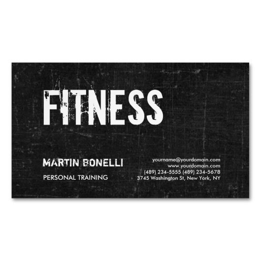 Carte De Visite Magnétique Créative Retro Black Grey Dynamic Personal Trainer (devant)