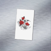 Carte De Visite Magnétique Croissant mécanique avec roses rouges (In Situ)