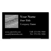 Carte De Visite Magnétique Custom Square Logo Black Background White Text (devant)