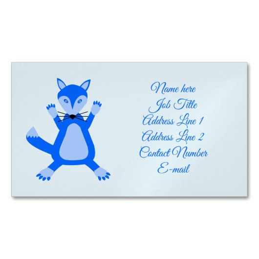 Carte De Visite Magnétique Cute Blue Baby Boy Fox Custom (devant)