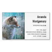 Carte De Visite Magnétique Cute Furry Fox sur Blue Grunge Arrière - plan (devant)