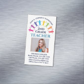 Carte De Visite Magnétique Cute Rainbow Enseignant de l'école primaire (In Situ)