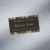 Carte De Visite Magnétique Damassé élégante de noir et d'or (In Situ)