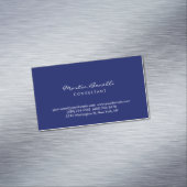 Carte De Visite Magnétique Dark Blue White Minimalist Script Plain Simple (In Situ)
