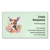 Carte De Visite Magnétique De Beaux Cerfs Entourés De Roses (devant)