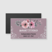 Carte de visite magnétique de fleuriste pourpre (Devant / Derrière)