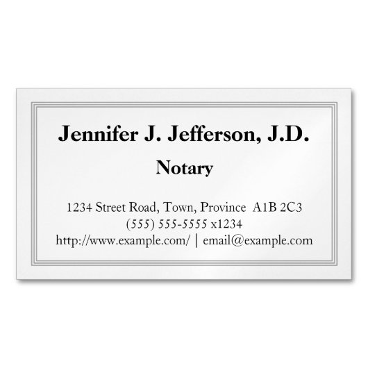 Carte de visite magnétique de notaire traditionnel (devant)