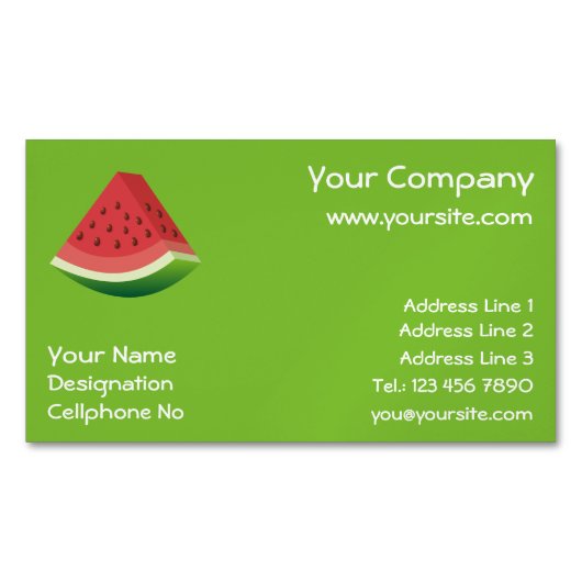 Carte de visite magnétique de pastèque (devant)