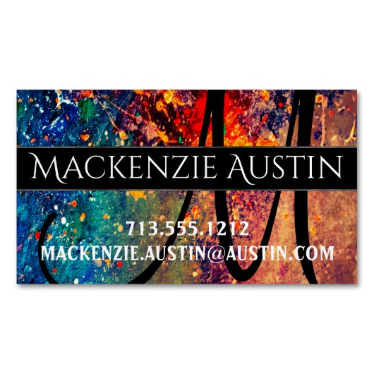 Carte De Visite Magnétique Déchirure psychédélique | Monogramme Abstrait arc- (devant)