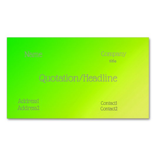 Carte De Visite Magnétique dégradé vert-jaune fluorescent (devant)