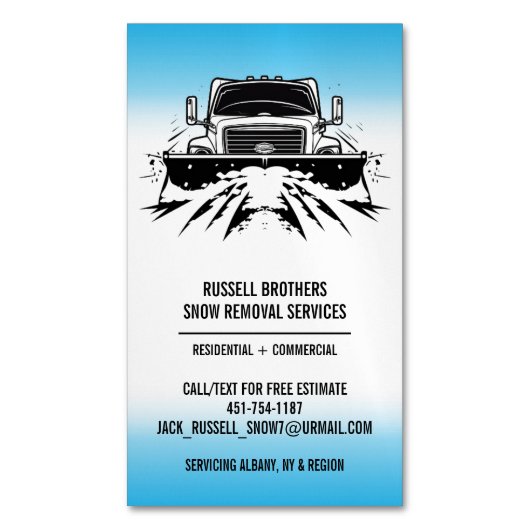Carte De Visite Magnétique Déneigement (devant Vertical)