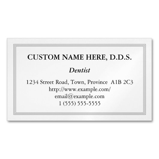 Carte de visite magnétique dentaire conservateur (devant)