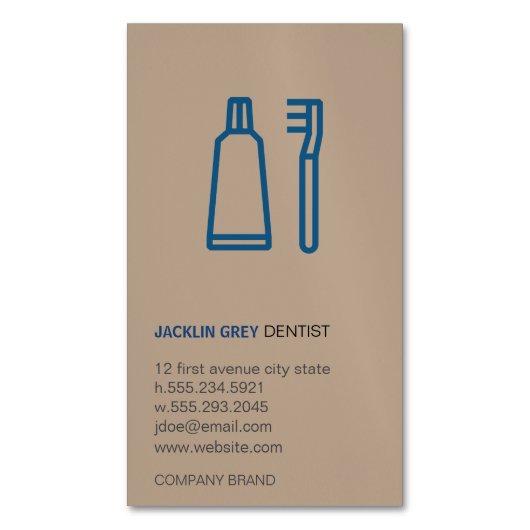 Carte De Visite Magnétique Dentiste (devant Vertical)