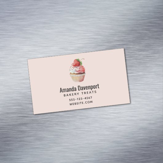 Carte De Visite Magnétique Dessert sucré à la fraise Cupcake (In Situ)