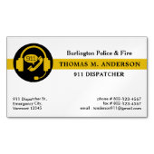 Carte De Visite Magnétique Dispatcher Custom Modern Emergency Services 911 (devant)