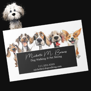 Carte De Visite Magnétique Drôle Chien Chien Marcheur Chien Cher Noir Blanc