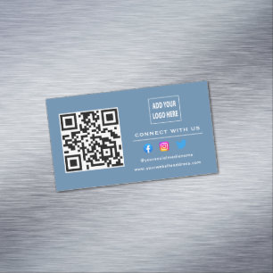 Carte De Visite Magnétique Dusty Blue Suivre Analyser Pour Se Connecter Avec 