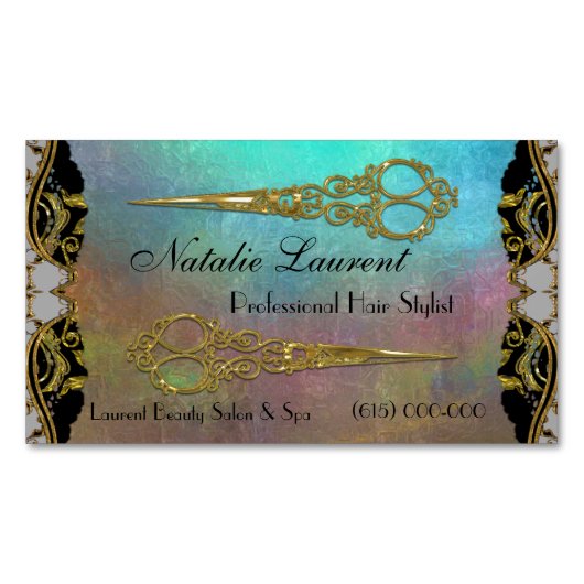 Carte De Visite Magnétique Eaux à double ciseaux professionnelles élégantes (devant)