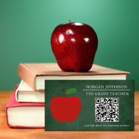 École enseignant Rouge Pomme Chalkboard QR Code