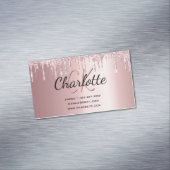 Carte De Visite Magnétique Écran monogramme élégant aux gouttes de rose pâle (In Situ)