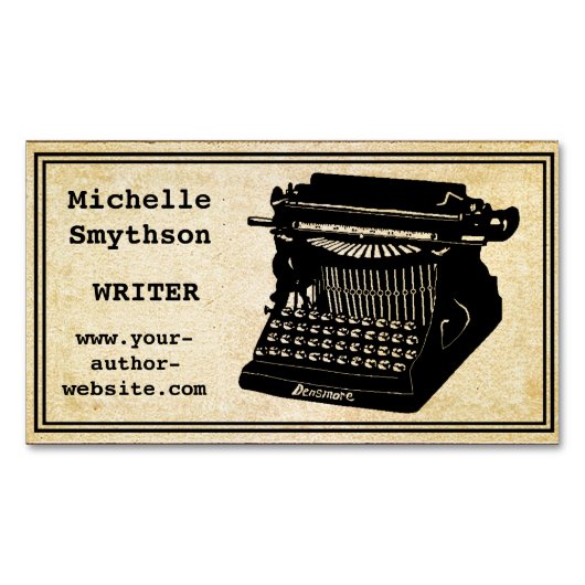 Carte De Visite Magnétique Écrivain d'antiquité Nom et site Web (devant)