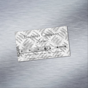 Carte De Visite Magnétique Élégant affaires argent métal studs fermeture écla