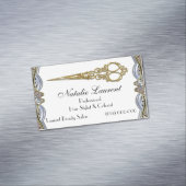 Carte De Visite Magnétique Elégant ciseau professionnel chic lame blanche (In Situ)