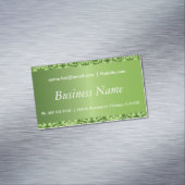 Carte De Visite Magnétique Élégant damas vert Peridot (In Situ)