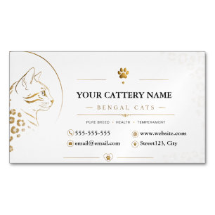 Carte De Visite Magnétique Élégant élevage de chats Bengal sur mesure