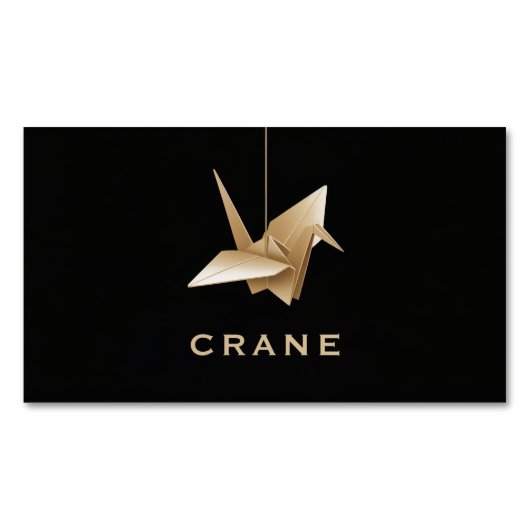 Carte De Visite Magnétique Elegant Gold Origami Crane Black Minimalist (devant)