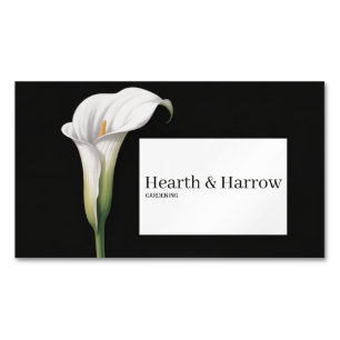 Carte De Visite Magnétique Élégant Lys calla blanc Fleur noire