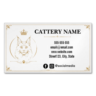 Carte De Visite Magnétique Élégant Maine Coon Chatterie Personnalisé