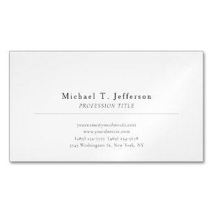 Carte De Visite Magnétique Élégant Minimaliste Moderne Uni Noir & Blanc